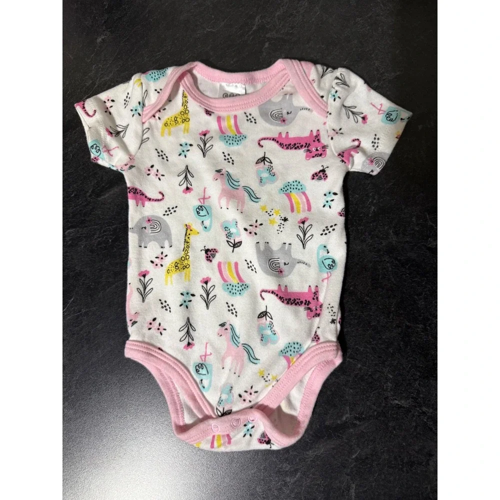 CJP Baby 4pc Outfit Set 6-9 Months Pink Unicorn Hooded Cardigan Bodysuits Dress